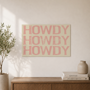 Howdy Cowgirl Wall Art Pink Coastal Western Poster Preppy Trendy Aesthetic Dorm Room Decor - Format: Unframed Paper Poster