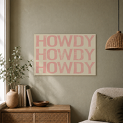Howdy Cowgirl Wall Art Pink Coastal Western Poster Preppy Trendy Aesthetic Dorm Room Decor - Format: Unframed Paper Poster