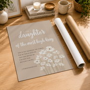 I Am A Daughter Of The King Bible Verse Wall Art, 2 Corinthians 6:18 Modern Christian Scripture Quote Daisy Girl Nursery Artwork Wall Art, Modern Wall Decor, 8x12 UNFRAMED - Format: Rolled Canvas