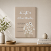 I Am A Daughter Of The King Bible Verse Wall Art, 2 Corinthians 6:18 Modern Christian Scripture Quote Daisy Girl Nursery Artwork Wall Art, Modern Wall Decor, 8x12 UNFRAMED - Format: Stretched Canvas