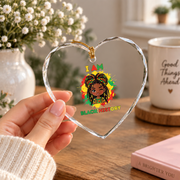 I Am Black History Afro Celebration Glass Ornament - Material: Heart Glass Ornament