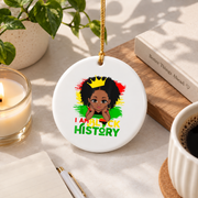 I Am Black History Melanin Keepsake Glass Ornament - Material: Circle Ceramic Ornament
