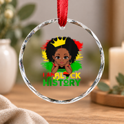 I Am Black History Melanin Keepsake Glass Ornament - Material: Circle Glass Ornament