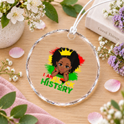I Am Black History Melanin Keepsake Glass Ornament - Material: Circle Glass Ornament
