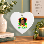 I Am Black History Melanin Keepsake Glass Ornament - Material: Heart Ceramic Ornament