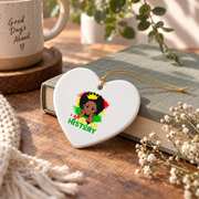 I Am Black History Melanin Keepsake Glass Ornament - Material: Heart Ceramic Ornament