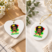 I Am Black History Melanin Keepsake Glass Ornament - Material: Heart Ceramic Ornament