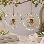 I Am Black History Messy Bun Woman Glass Ornament - Material: Heart Glass Ornament