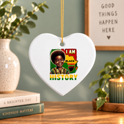 I Am Black History Month Melanin Glass Ornament - Material: Heart Ceramic Ornament