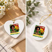 I Am Black History Month Melanin Glass Ornament - Material: Heart Ceramic Ornament