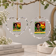 I Am Black History Month Melanin Glass Ornament - Material: Heart Glass Ornament