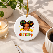 I Am Black History Month Power Message Glass Ornament - Material: Circle Ceramic Ornament