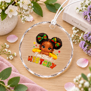 I Am Black History Month Power Message Glass Ornament - Material: Circle Glass Ornament