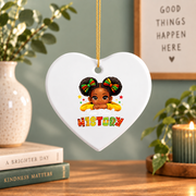 I Am Black History Month Power Message Glass Ornament - Material: Heart Ceramic Ornament