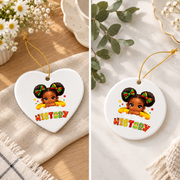 I Am Black History Month Power Message Glass Ornament - Material: Heart Ceramic Ornament