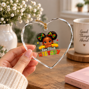 I Am Black History Month Power Message Glass Ornament - Material: Heart Glass Ornament