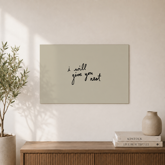 I Will Give You Rest Print: Minimalist Christian Bible Verse Art UNFRAMED PAPER POSTER, Home Decor, Vintage Gift, Living Room Dercor - Format: Unframed Paper Poster