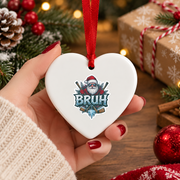 Ice Hockey Santa Christmas Glass Ornament - Material: Heart Ceramic Ornament