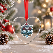 Ice Hockey Santa Christmas Glass Ornament - Material: Heart Glass Ornament