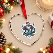 Ice Hockey Santa Christmas Glass Ornament - Material: Heart Glass Ornament