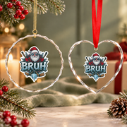 Ice Hockey Santa Christmas Glass Ornament - Material: Heart Glass Ornament