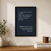 In His Perfect Time Christian Wall Art Trio, Navy Scripture Decor - Format: Black Framed Poster