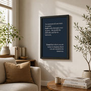 In His Perfect Time Christian Wall Art Trio, Navy Scripture Decor - Format: Black Framed Poster
