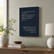 In His Perfect Time Christian Wall Art Trio, Navy Scripture Decor - Format: Stretched Canvas