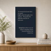In His Perfect Time Christian Wall Art Trio, Navy Scripture Decor - Format: Stretched Canvas