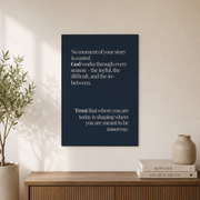 In His Perfect Time Christian Wall Art Trio, Navy Scripture Decor - Format: Unframed Paper Poster