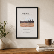 In The Beginning Was The Word Scripture Print, John 1:1-5, Bible Verse Wall Art, The Word Was God, Boho Scripture Art, Christian Home Decor Wall Art, Modern Wall Decor, 12x18 UNFRAMED - Format: Black Framed Poster