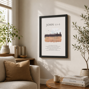 In The Beginning Was The Word Scripture Print, John 1:1-5, Bible Verse Wall Art, The Word Was God, Boho Scripture Art, Christian Home Decor Wall Art, Modern Wall Decor, 12x18 UNFRAMED - Format: Black Framed Poster