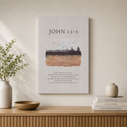 In The Beginning Was The Word Scripture Print, John 1:1-5, Bible Verse Wall Art, The Word Was God, Boho Scripture Art, Christian Home Decor Wall Art, Modern Wall Decor, 12x18 UNFRAMED - Format: Stretched Canvas
