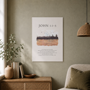 In The Beginning Was The Word Scripture Print, John 1:1-5, Bible Verse Wall Art, The Word Was God, Boho Scripture Art, Christian Home Decor Wall Art, Modern Wall Decor, 12x18 UNFRAMED - Format: Unframed Paper Poster