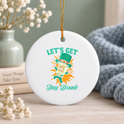 Ireland Beer Lover Irish Theme Glass Ornament - Material: Circle Ceramic Ornament