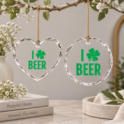 Irish Beer Shamrock Gift Glass Ornament - Material: Heart Glass Ornament