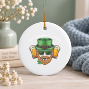 Irish Drinking Team Beer Glass Ornament - Material: Circle Ceramic Ornament