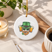 Irish Drinking Team Beer Glass Ornament - Material: Circle Ceramic Ornament