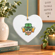 Irish Drinking Team Beer Glass Ornament - Material: Heart Ceramic Ornament