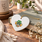 Irish Drinking Team Beer Glass Ornament - Material: Heart Ceramic Ornament