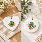 Irish Drinking Team Beer Glass Ornament - Material: Heart Ceramic Ornament
