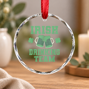 Irish Green Beer Drinking Glass Ornament - Material: Circle Glass Ornament