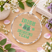 Irish Green Beer Drinking Glass Ornament - Material: Circle Glass Ornament