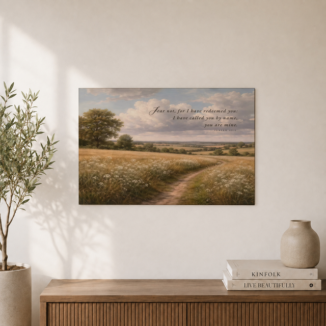 Isaiah 43:1 Fear Not Christian Wall Art, Vintage Landscape Scripture Poster - Format: Unframed Paper Poster