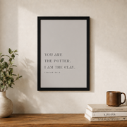 Isaiah 64:8 Potter And Clay Christian Wall Art, Minimal Scripture Poster - Format: Black Framed Poster
