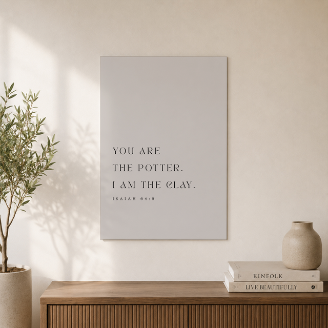 Isaiah 64:8 Potter And Clay Christian Wall Art, Minimal Scripture Poster - Format: Unframed Paper Poster