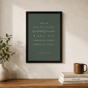 Isaiah 9:6 Christmas Christian Wall Art, Holiday Scripture Poster - Format: Black Framed Poster