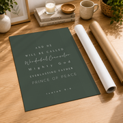 Isaiah 9:6 Christmas Christian Wall Art, Holiday Scripture Poster - Format: Rolled Canvas