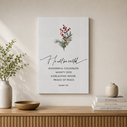 Isaiah 9:6 Print, Christmas Bible Verse Wall Art, Christmas Scripture Print, Christmas Decoration, He Will Be Called, Christmas Quote Print- Wall Art Print, 16x24 UNFRAMED - Format: Stretched Canvas