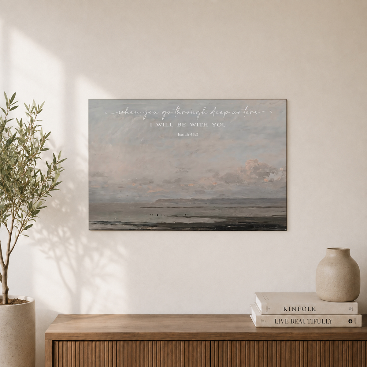 Isaiah Deep Waters Christian Wall Art, Vintage Ocean Scripture Poster - Format: Unframed Paper Poster